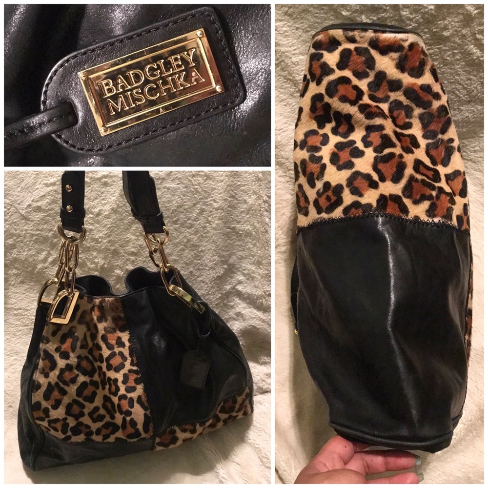 👑✅PRICE FIRM✅Badgley Mischka Leopard Leather Bag - Picture 3 of 12
